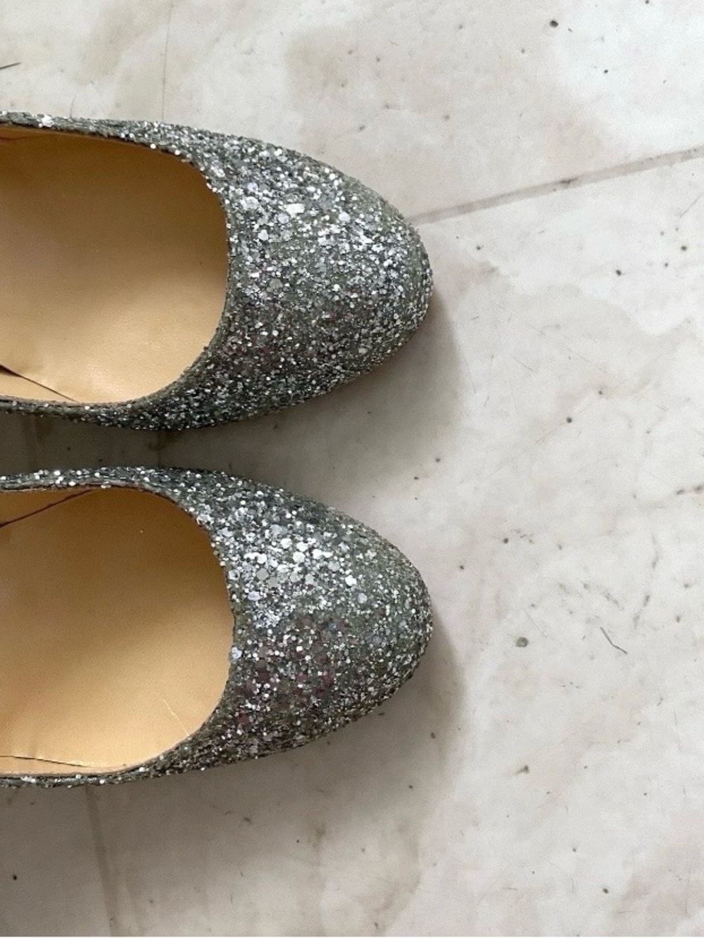 Christian Louboutin Made in Italy Fifille 85 Silver Glitter Pumps Heels Size 6.5 - Picture 8 of 14